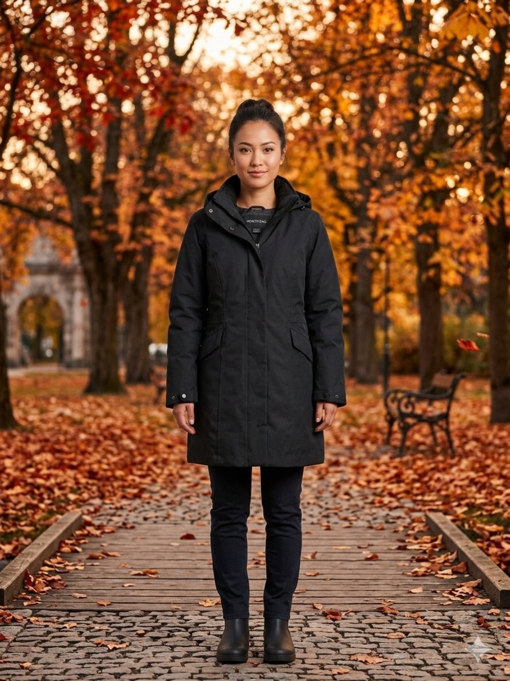 Women's Black Hooded Utility Parka - Insulated Everyday Coat